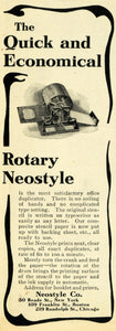 1909 Ad Rotary Neostyle Office Equipment Duplicator Machinery Copy Ink TOM3