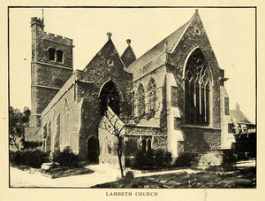 1907 Print Lambeth Church Building Architecture Chapel London England TOM3
