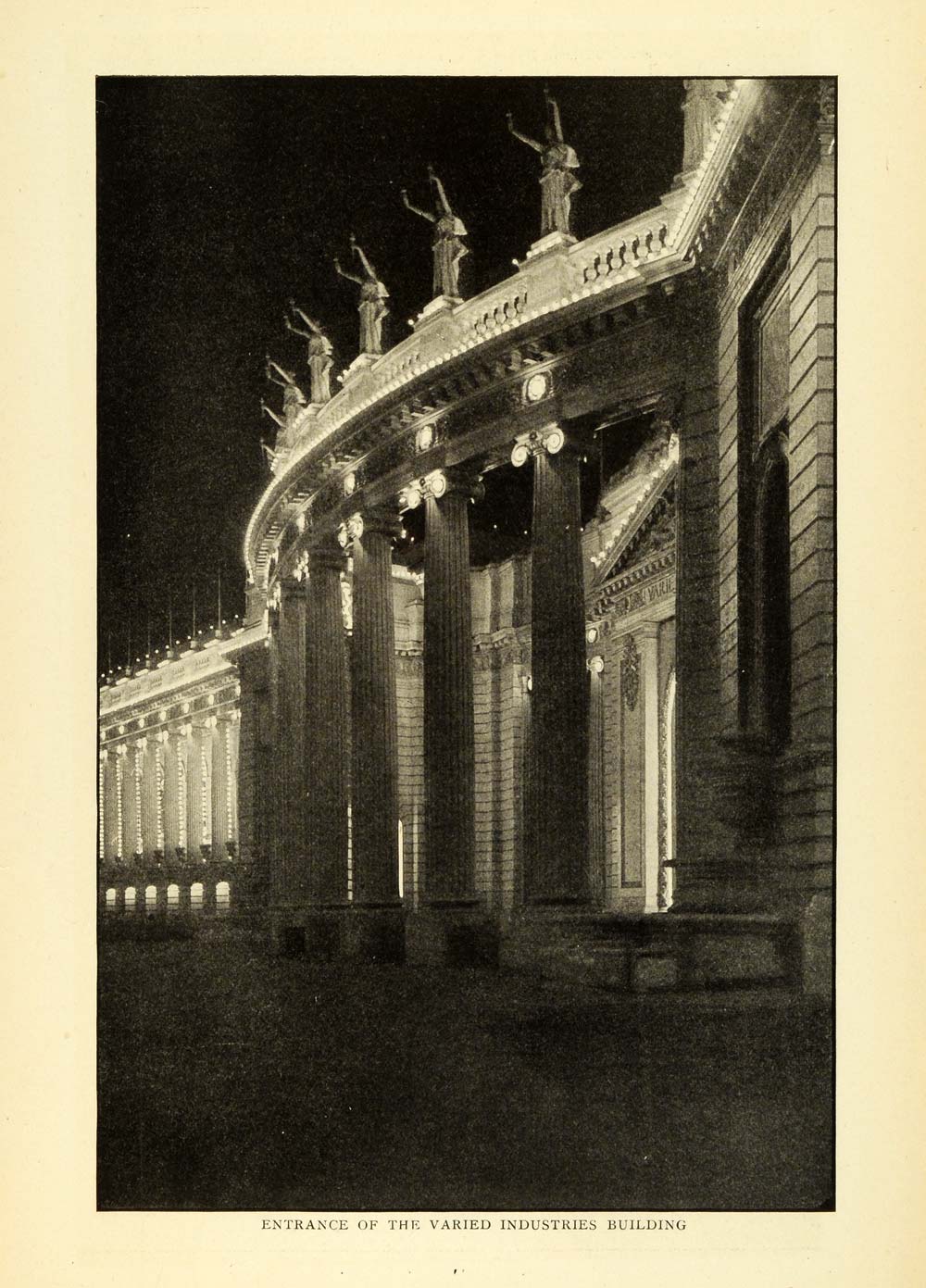 1904 Print Night Lousiana World's Fair Varied Industries Building TOM3
