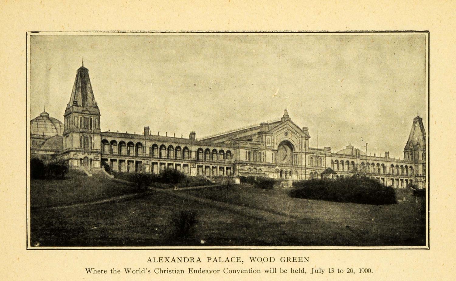 1900 Print Alexandra Palace Wood Green London Architecture Christian TOM3
