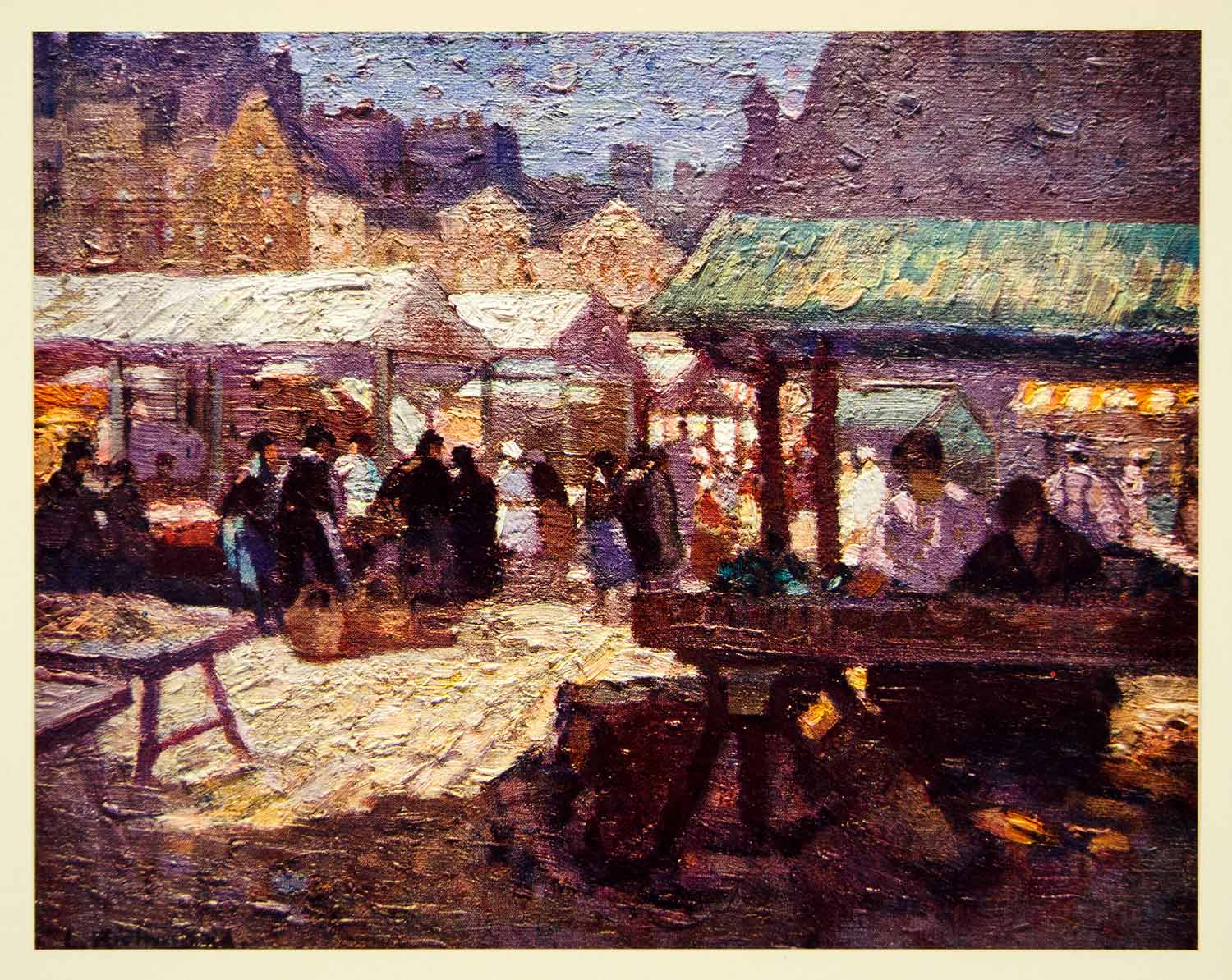 1938 Print Boulogne Market France Buy Sell Goods Cityscape Leonard Richmond TOP1