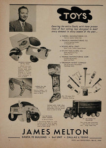 1950 Ad James Melton Dallas TX Toy Rep Tonka Transport - ORIGINAL TOYS4