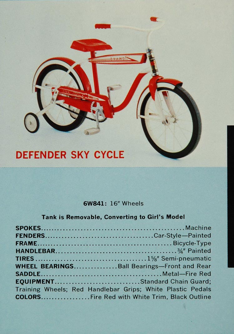 1961 Ad Defender Sky Cycle Bicycle Evans 6W841 Red Bike - ORIGINAL TOYS5