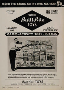 1961 Ad Built-Rite Activity Toys Games Puzzles Display - ORIGINAL TOYS5