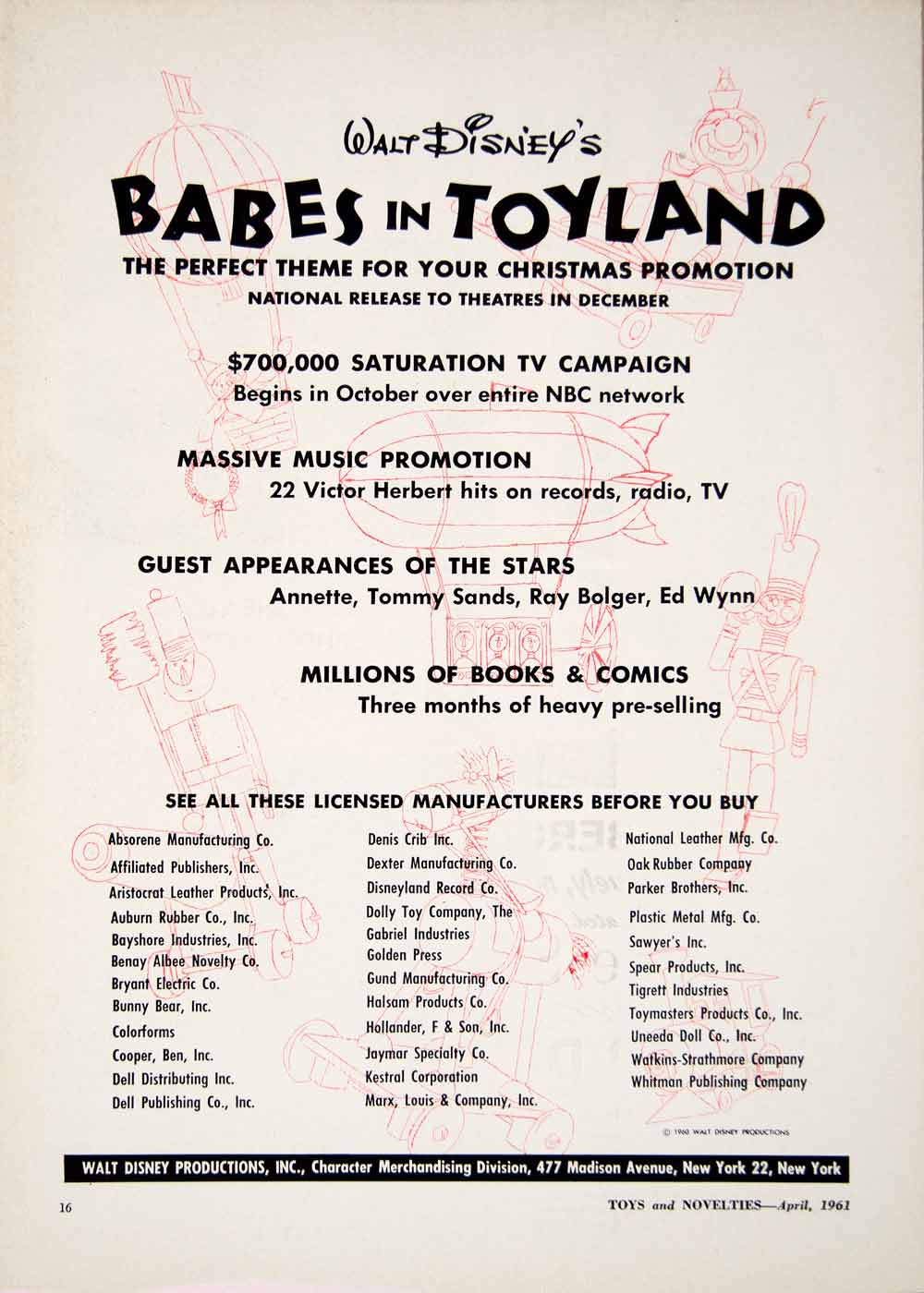 1961 Ad Babes Toyland Disney Absorene Bayshore Hollander Jaymar Tigrett TOYS5