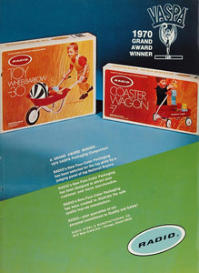 1970 Ad Radio Steel Red Coaster Wagon Wheelbarrow Toy - ORIGINAL TOYS6
