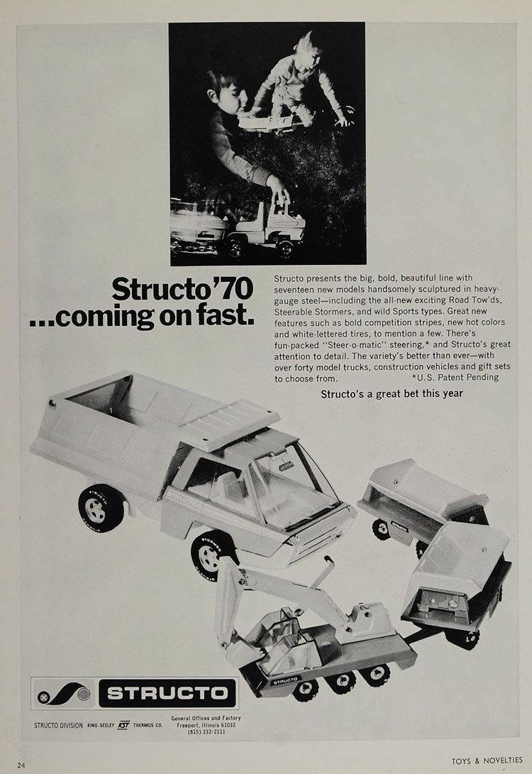1970 Ad Structo Model Trucks Construction Vehicles Toy ORIGINAL TOYS