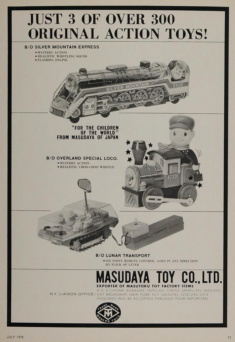 1970 Ad Masudaya Japanese Toys Lunar Transport BO Train - ORIGINAL TOYS6
