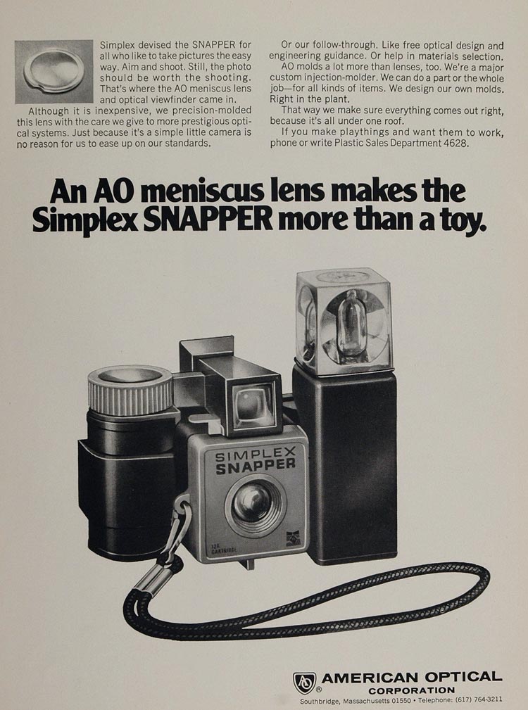 1970 Ad AO American Optical Simplex Snapper Camera - ORIGINAL ADVERTIS ...