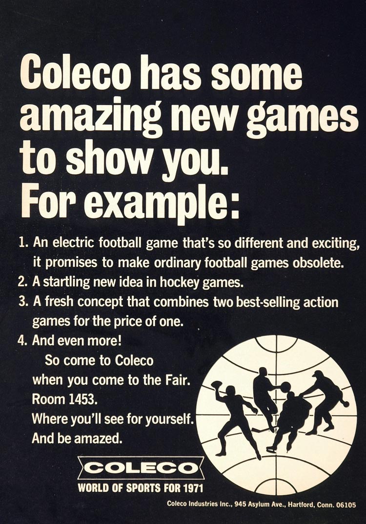 1971 Ad Coleco World of Sports Electric Football Game - ORIGINAL TOYS71