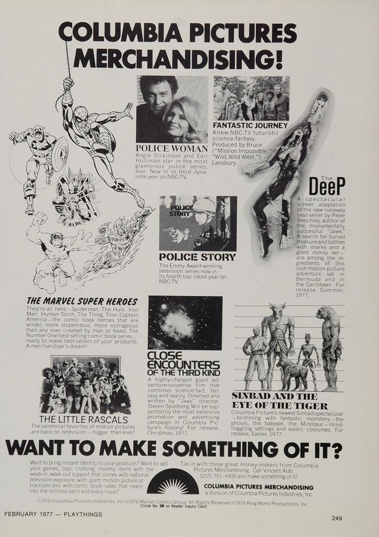 1977 Ad Columbia Pictures Merchandising Toy Advertising - ORIGINAL TOYS77