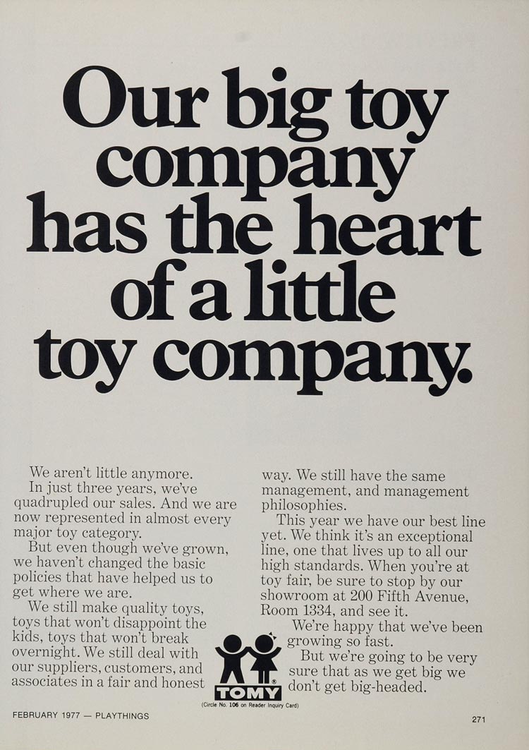 1977 Ad Tomy Toy Company Musical Train Records Girl - ORIGINAL TOYS77