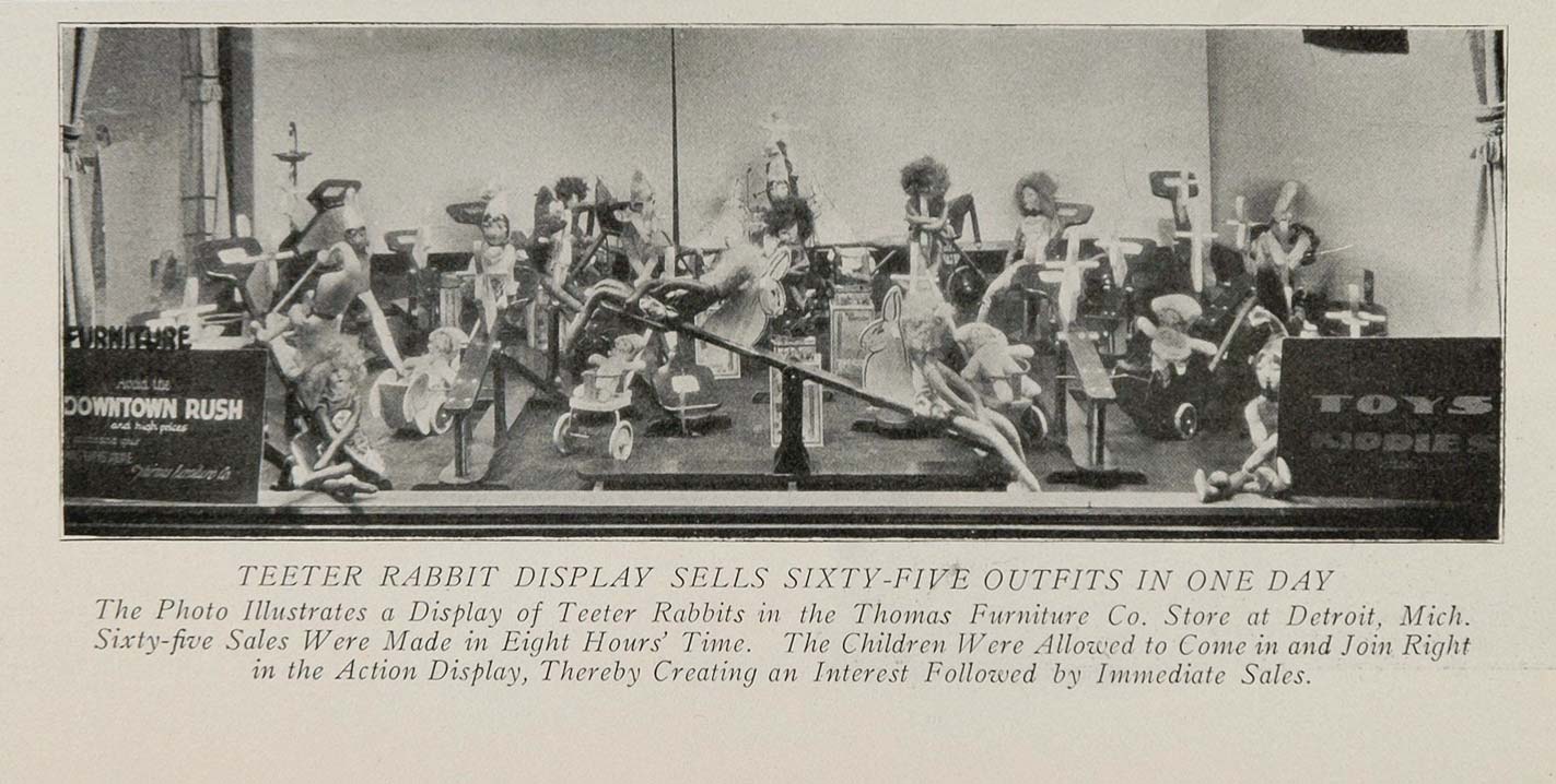 1926 Teeter Rabbit Toy Window Thomas Furniture Detroit ORIGINAL HISTORIC TOYS7