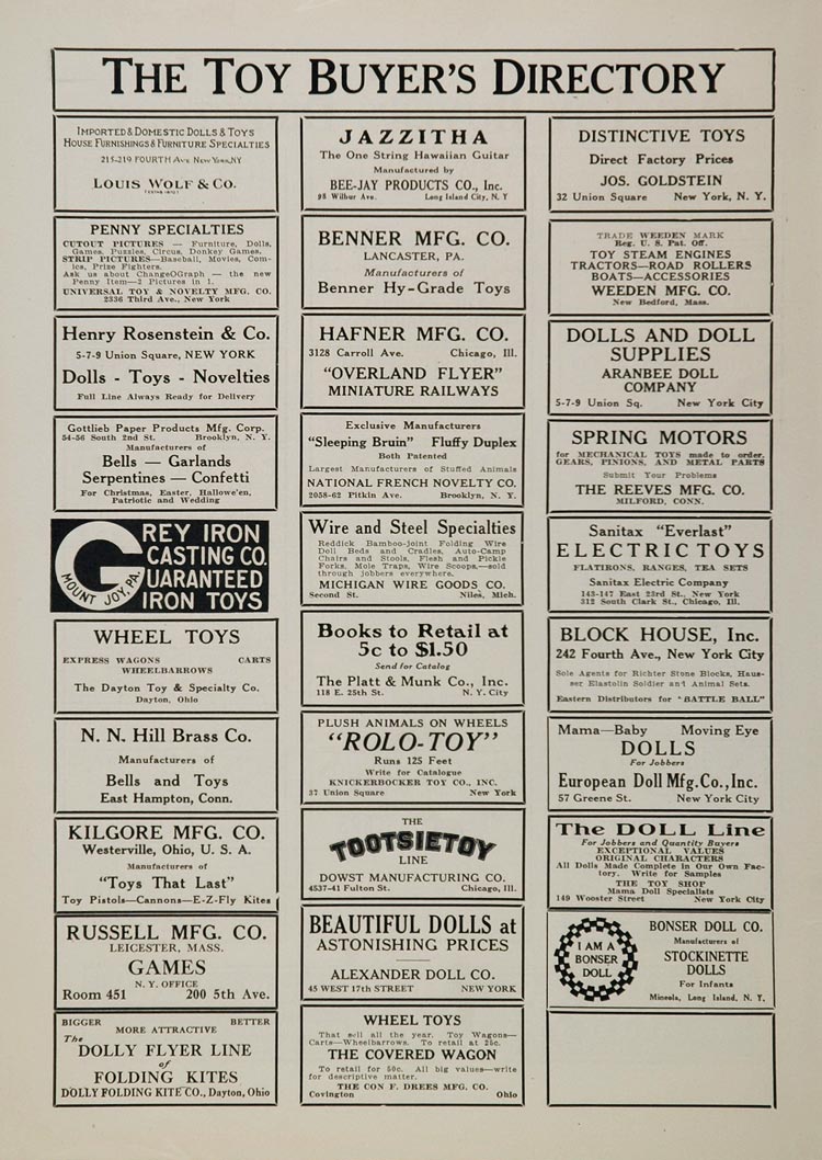 1926 Ad Vintage Toy Buyers Directory Daisy Pistol Dolls