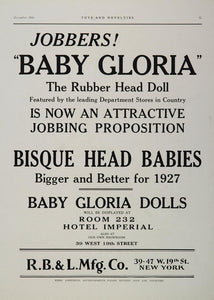 1926 Ad Baby Gloria Bisque Rubber Head Dolls RBL Mfg. - ORIGINAL TOYS7