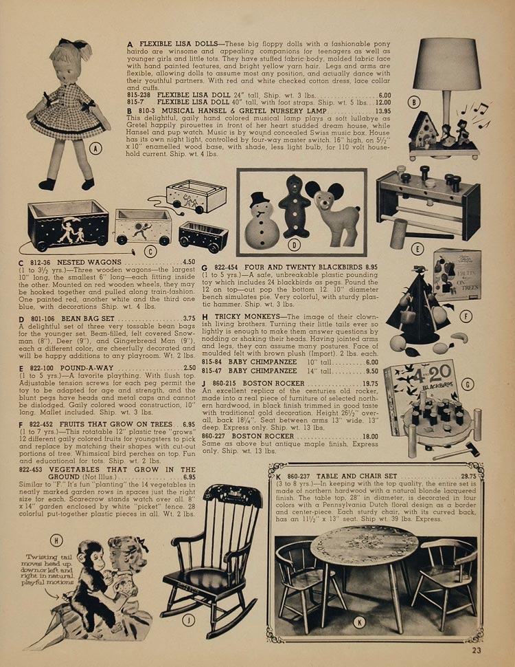 1962 Ad Toy Lisa Doll Pound-A-Way Tricky Monkey Lamp - ORIGINAL TOYS8