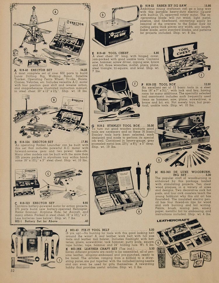 1962 Ad Erector Set Leather Craft Toy Stanley Tool Box - ORIGINAL TOYS8