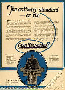 1924 Ad A W Cash Standard Valve Auto Ammonia Decatur IL - ORIGINAL TPM1