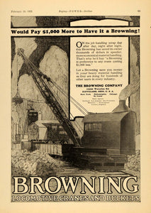1925 Ad Browning Locomotive Cranes Buckets Cleveland OH - ORIGINAL TPM1
