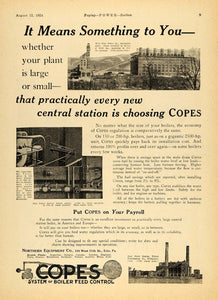1924 Ad Copes System Boiler Feed Northern Equipment PA - ORIGINAL TPM1
