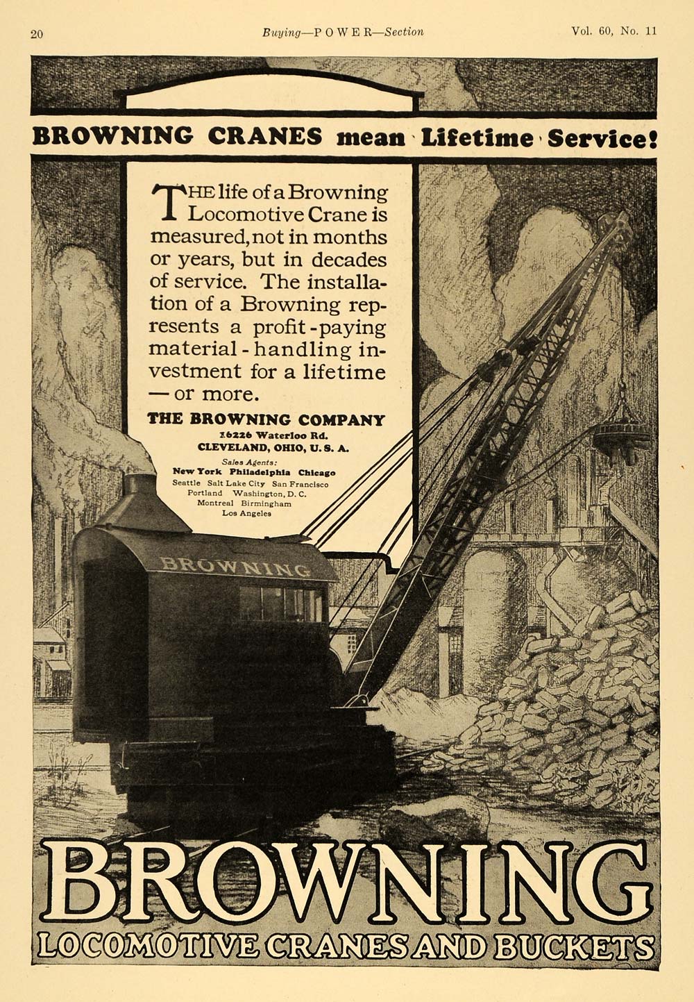 1924 Ad Browning Cranes Buckets Coal Handling Equipment - ORIGINAL TPM1