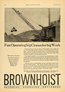 1924 Ad Brown Hoist Machinery Crane Ore Handling Bucket - ORIGINAL TPM1