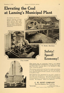 1924 Ad C.W Hunt Pivoted Bucket Conveyor Lansing Plant - ORIGINAL TPM1