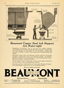 1924 Ad Beaumont Copper Steel Ash Hopper Water-Tight - ORIGINAL ADVERTISING TPM1
