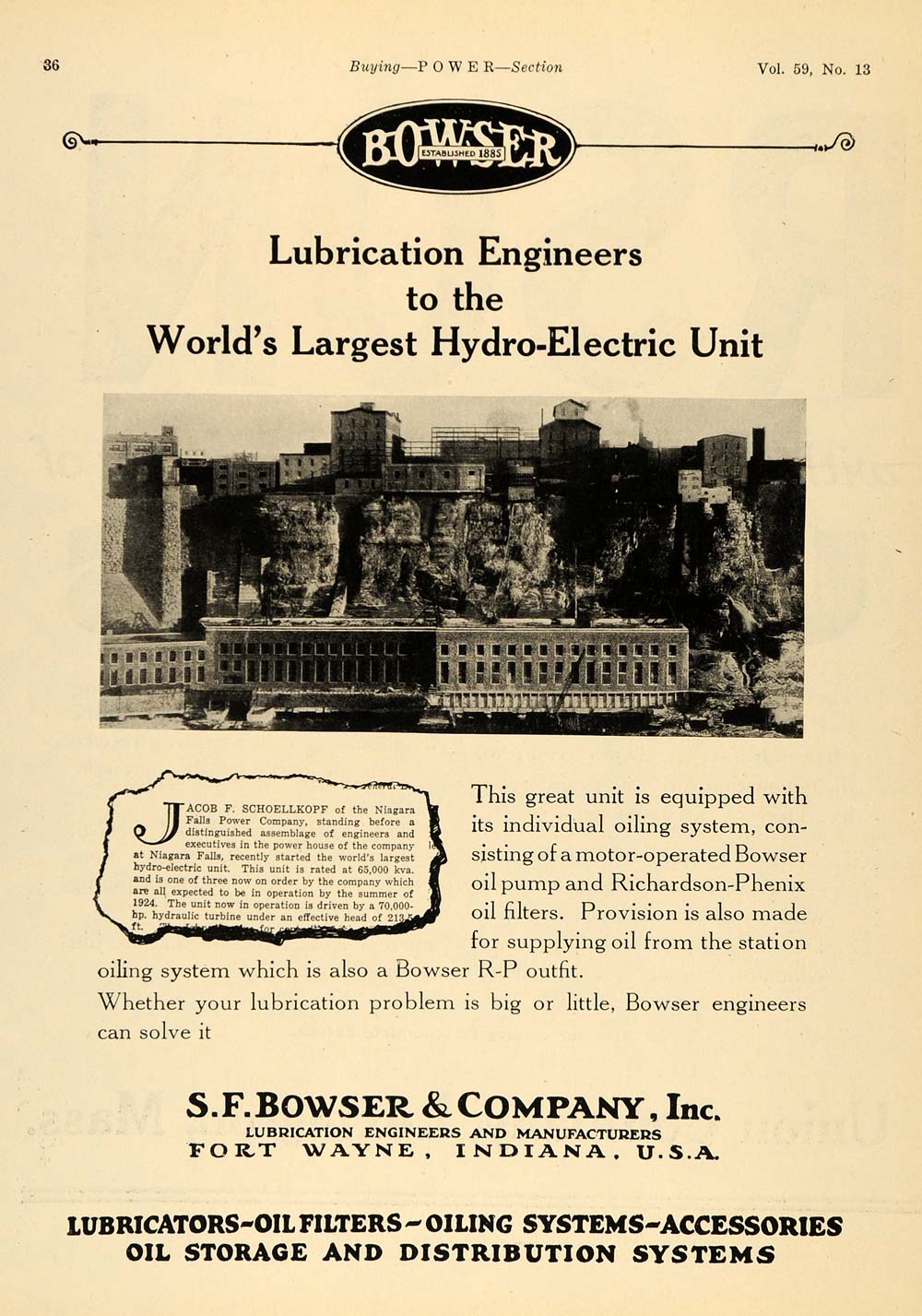 1924 Ad S.F. Bowser Jacob F. Schoellkopf Richardson - ORIGINAL ADVERTISING TPM1