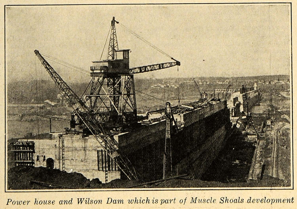 1924 Print Power House & Wilson Dam Muscle Shoals - ORIGINAL HISTORIC IMAGE TPM1 - Period Paper
