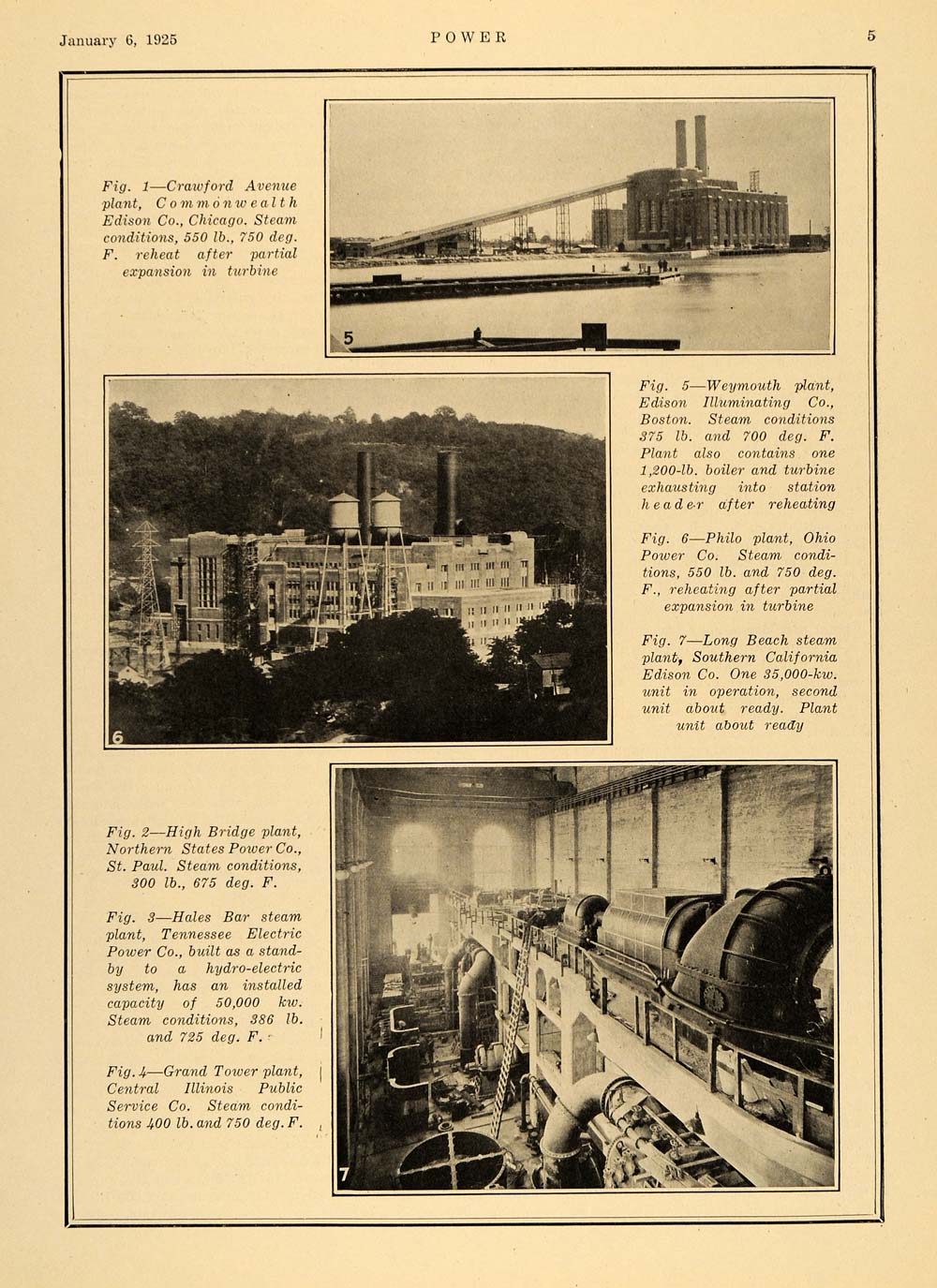1925 Print Central Stations Commonweath Edison Co. - ORIGINAL HISTORIC TPM1