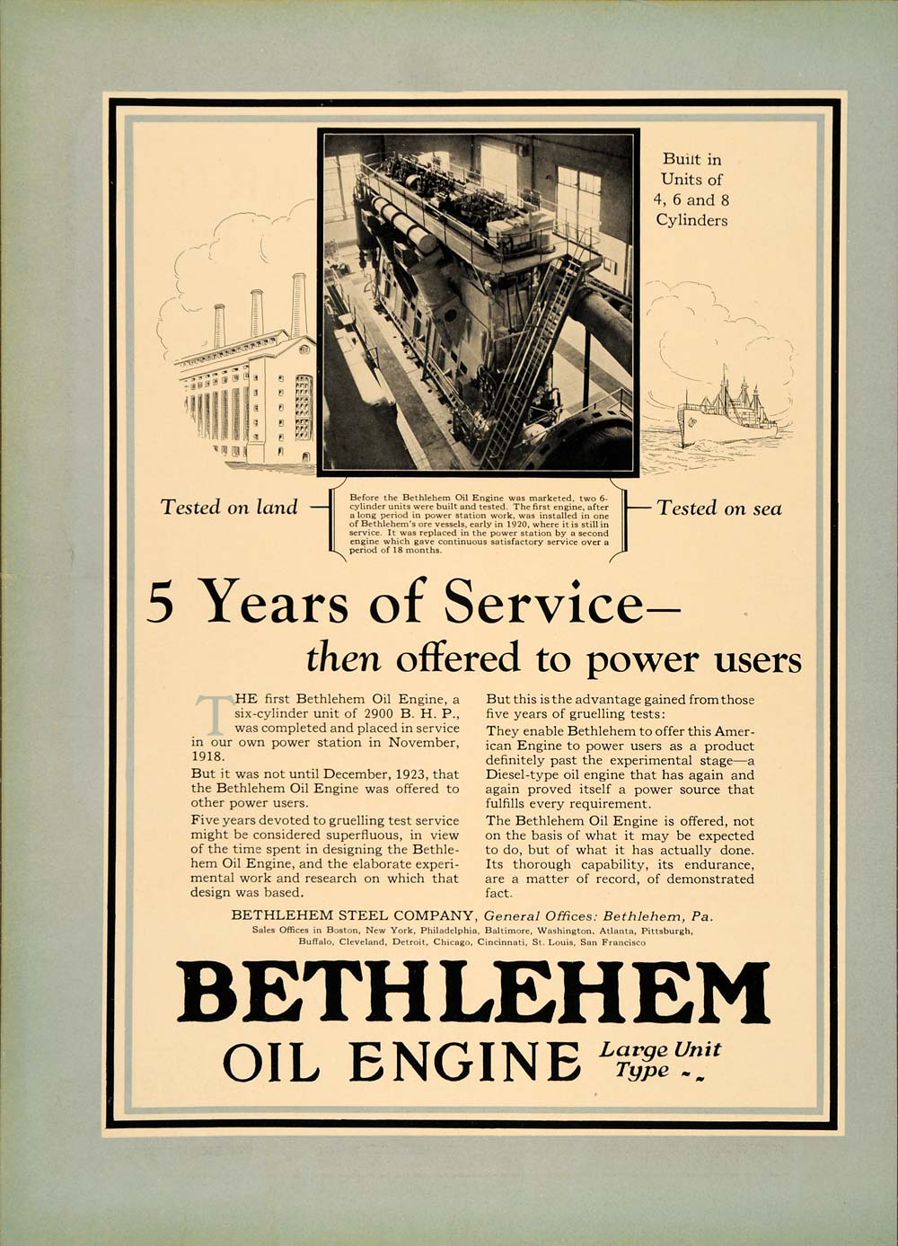 1924 Ad Bethlehem Shipbuilding Corp. Oil Engine Pump - ORIGINAL ADVERTISING TPM1