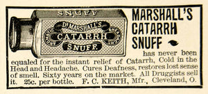 1895 Antique Advertising Dr Marshall's Catarrh Snuff F. C. Keith Medicine TPM2