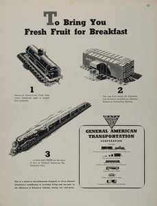 1944 Ad WWII GATX Freight Train General American WW2 cars Wartime Locomotive