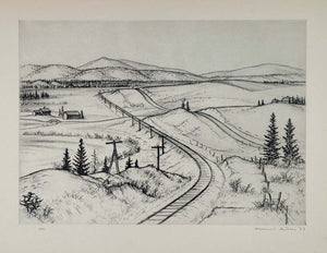 1939 Mount Holly Andrew Butler Train Tracks Landscape - ORIGINAL
