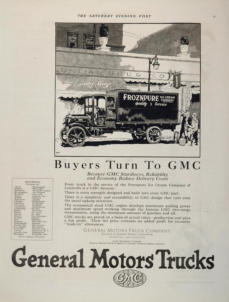 1924 Ad GMC Truck Froznpure Ice Cream Louisville KY - ORIGINAL ADVERTISING