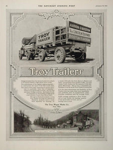 1919 Ad Troy Trailers Truck Road Allegheny Mountains - ORIGINAL ADVERTISING