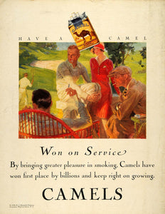 1928 Ad Camel Cigarettes Tennis Golf Flapper Fashion - ORIGINAL ADVERTISING TRV1
