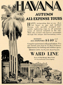 1927 Ad Havana Cruise Ward Line Rates Vacation Travel - ORIGINAL TRV1