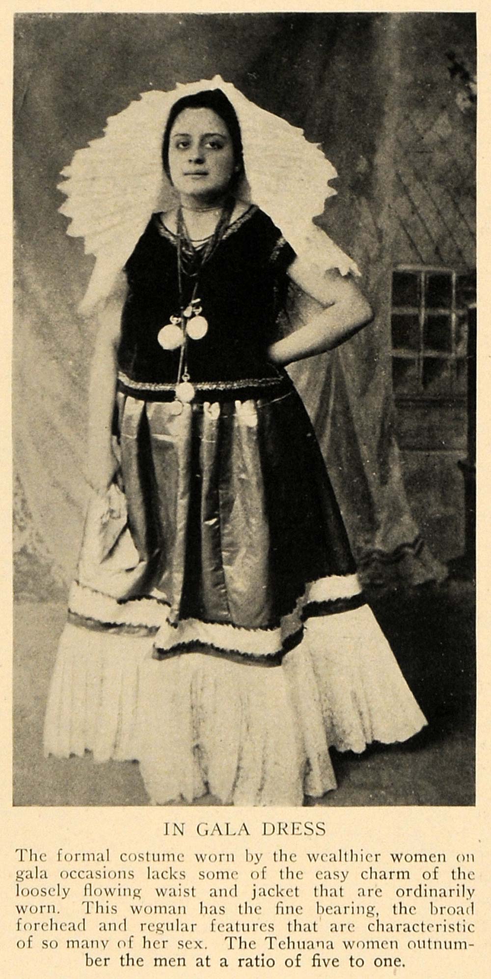 1928 Print Tehuana Woman Gala Dress Huipil Headdress - ORIGINAL HISTORIC TRV1 1928 Print Tehuana Woman Gala Dress Huipil Headdress - ORIGINAL HISTORIC TRV1