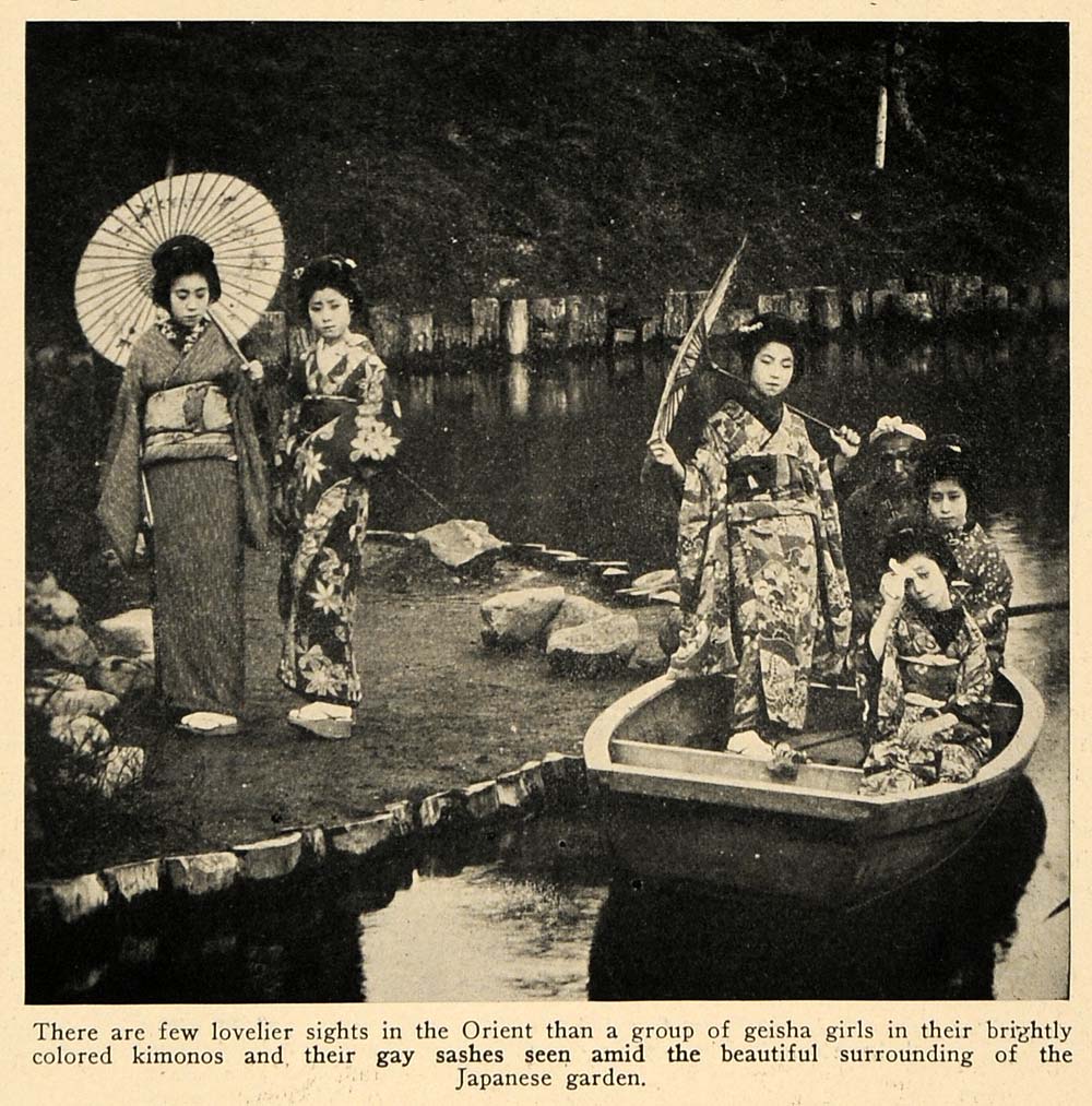 1927 Print Japanese Geisha Costumes Japan Orient Boat - ORIGINAL HISTORIC TRV1
