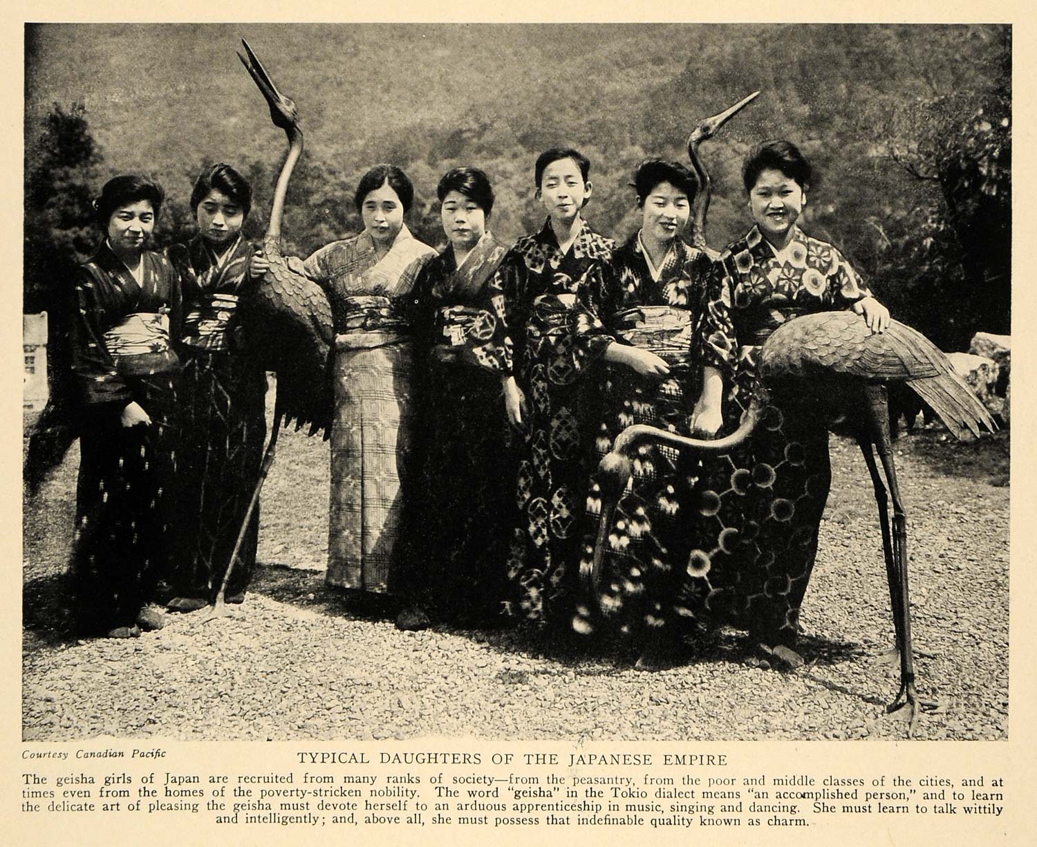 1927 Print Geisha Girls Japanese Costume Kimono Tokyo - ORIGINAL HISTORIC TRV1
