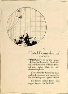 1920 Ad Butterfly Room Hotel Pennsylvania New York - ORIGINAL ADVERTISING TRV1
