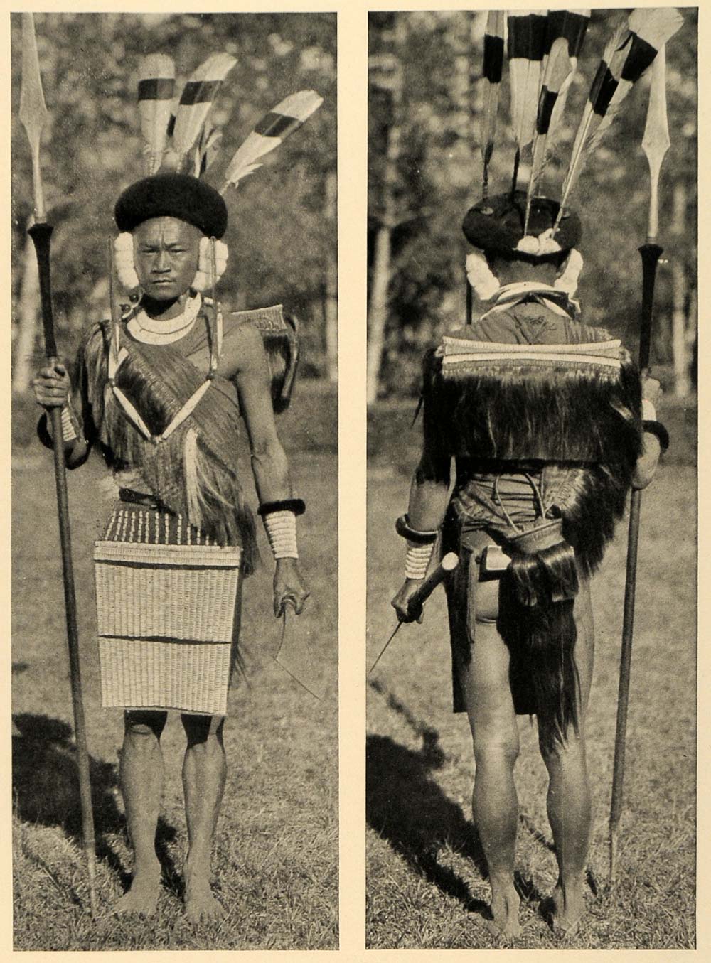 1927 Print Ao Warrior Military Regalia Native Costume ORIGINAL HISTORIC TRV1