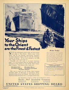 1923 Ad Orient Steamship United States President China - ORIGINAL TRV1