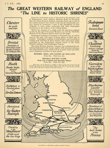 1923 Ad Great Western Railway England Line Scenes Sites - ORIGINAL TRV1
