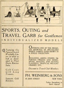 1919 Ad Golf Sports Outing Travel Garb Clothing Tweeds - ORIGINAL TRV1