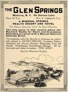 1918 Ad Glen Springs Heart Health Resort Hotel New York - ORIGINAL TRV1