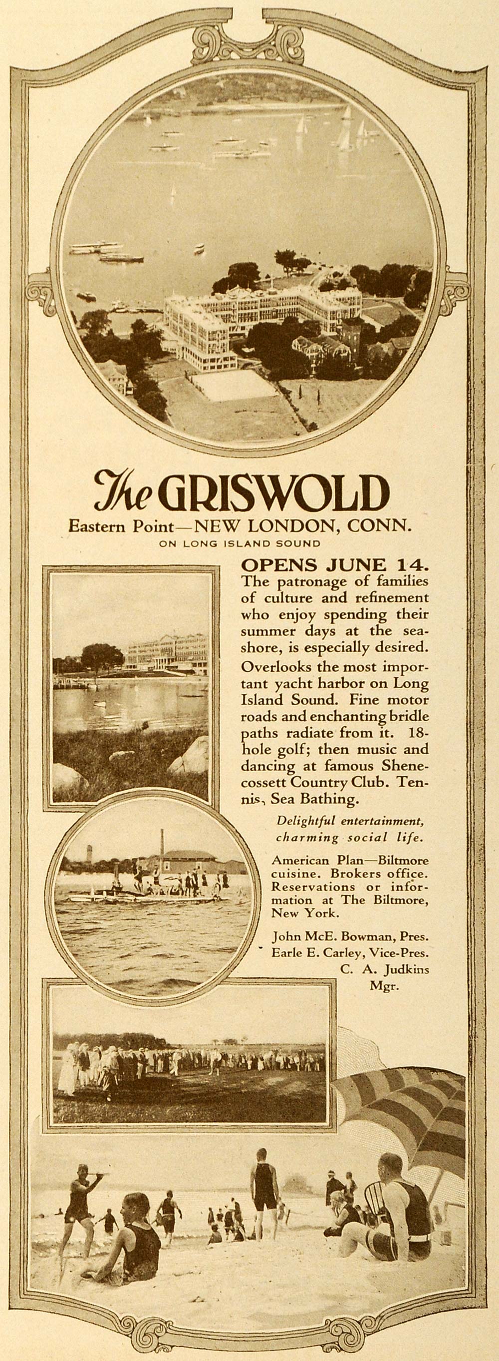 1923 Ad Griswold Hotel Resort New London Connecticut - ORIGINAL ADVERTISING TRV1