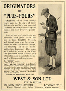 1923 Ad Originators Plus Fours Knickers West & Son Ltd - ORIGINAL TRV1
